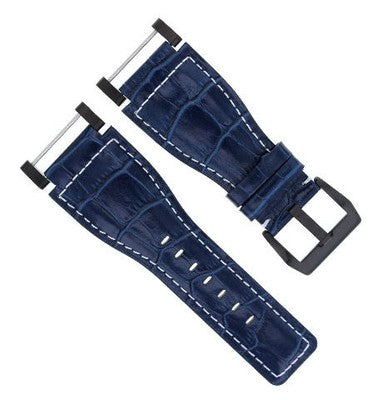 24MM FOR SUUNTO CORE LEATHER WATCH BAND STRAP WITH ADAPTER BLUE PVD TOP QUALITY
