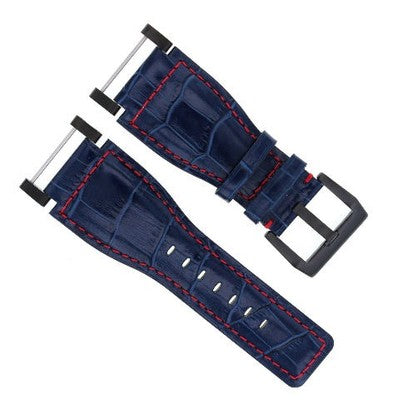 24MM FOR SUUNTO CORE LEATHER WATCH BAND STRAP WITH ADAPTER BLUE PVD TOP QUALITY