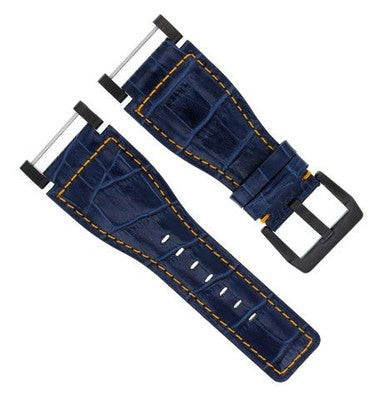 24MM FOR SUUNTO CORE LEATHER WATCH BAND STRAP WITH ADAPTER BLUE PVD TOP QUALITY