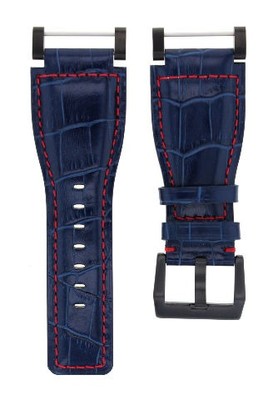 24MM FOR SUUNTO CORE LEATHER WATCH BAND STRAP WITH ADAPTER BLUE PVD TOP QUALITY