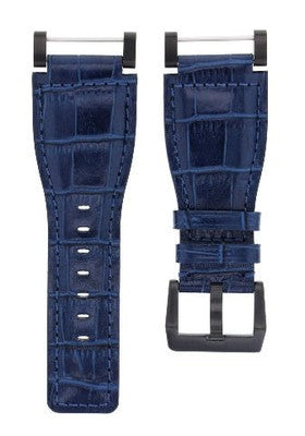 24MM FOR SUUNTO CORE LEATHER WATCH BAND STRAP WITH ADAPTER BLUE PVD TOP QUALITY