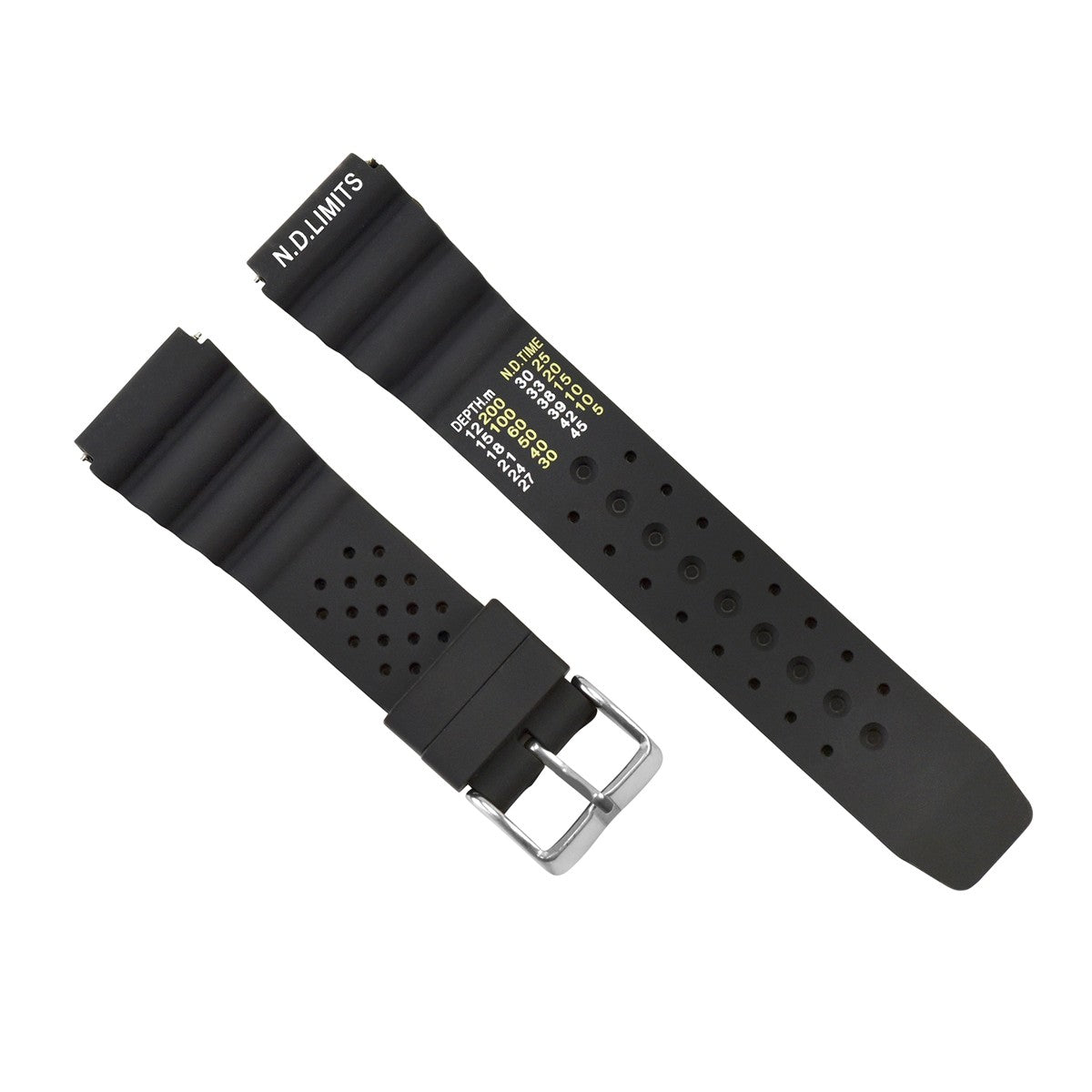 20-22MM ND LIMIT WATCH BANDSTRAP EXTREMA SPORT RUBBER DIVER FOR CITIZEN/SEIKO - Citizen Diver, Seiko Diver, Black, view 2