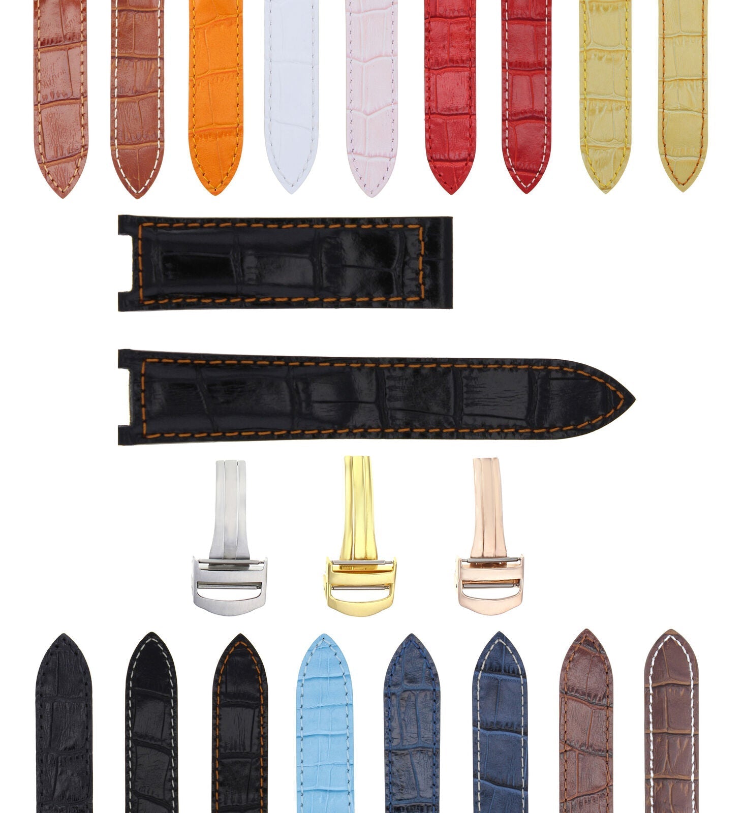 18-20-21MM LEATHER WATCH BAND STRAP FITS CARTIER PASHA 35-38-42MM CHRONOGRAPH - Gold