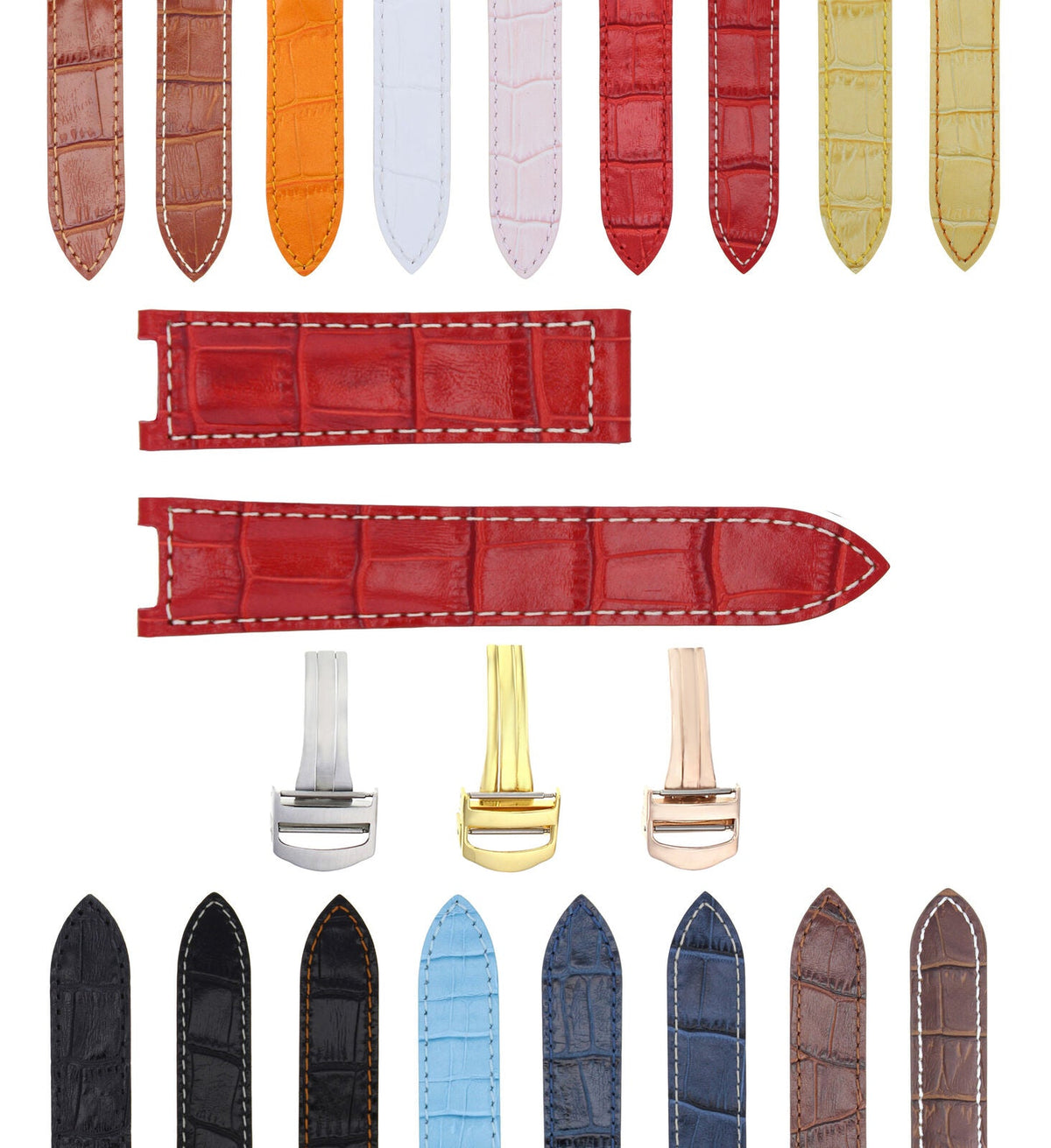 18-20-21MM LEATHER WATCH BAND STRAP FITS CARTIER PASHA 35-38-42MM CHRONOGRAPH - Gold