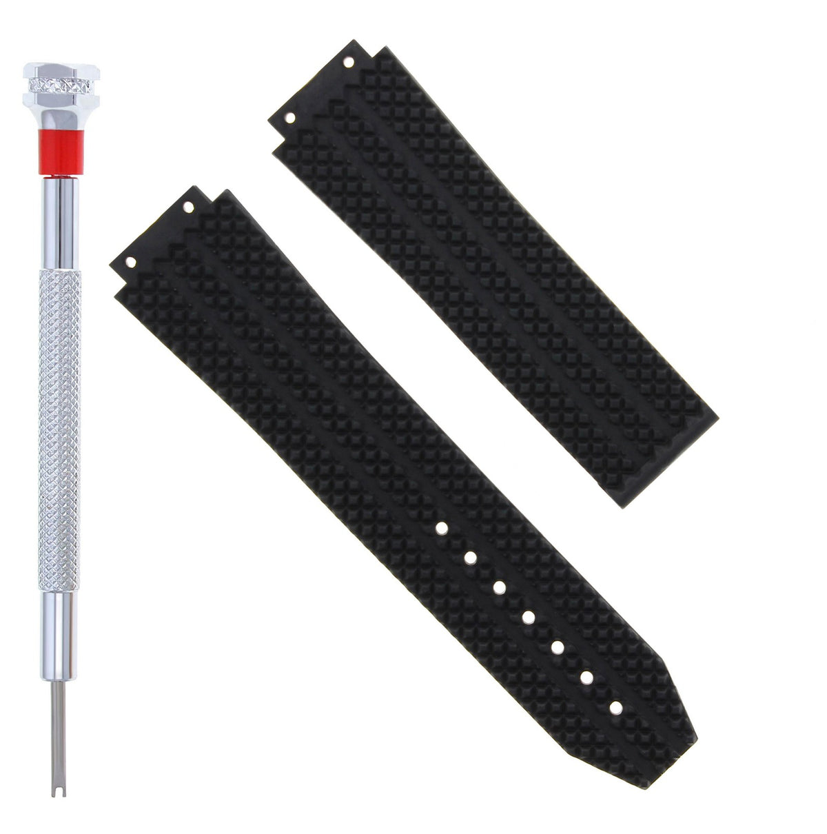 24MM Rubber Band Strap for Hublot 44-45 H Big Bang Fusion + Screwdriver Black