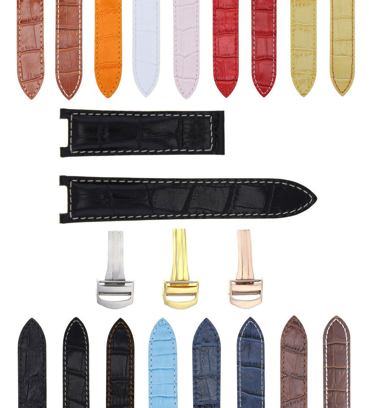 18-20-21MM LEATHER WATCH BAND STRAP FITS CARTIER PASHA 35-38-42MM CHRONOGRAPH - Gold