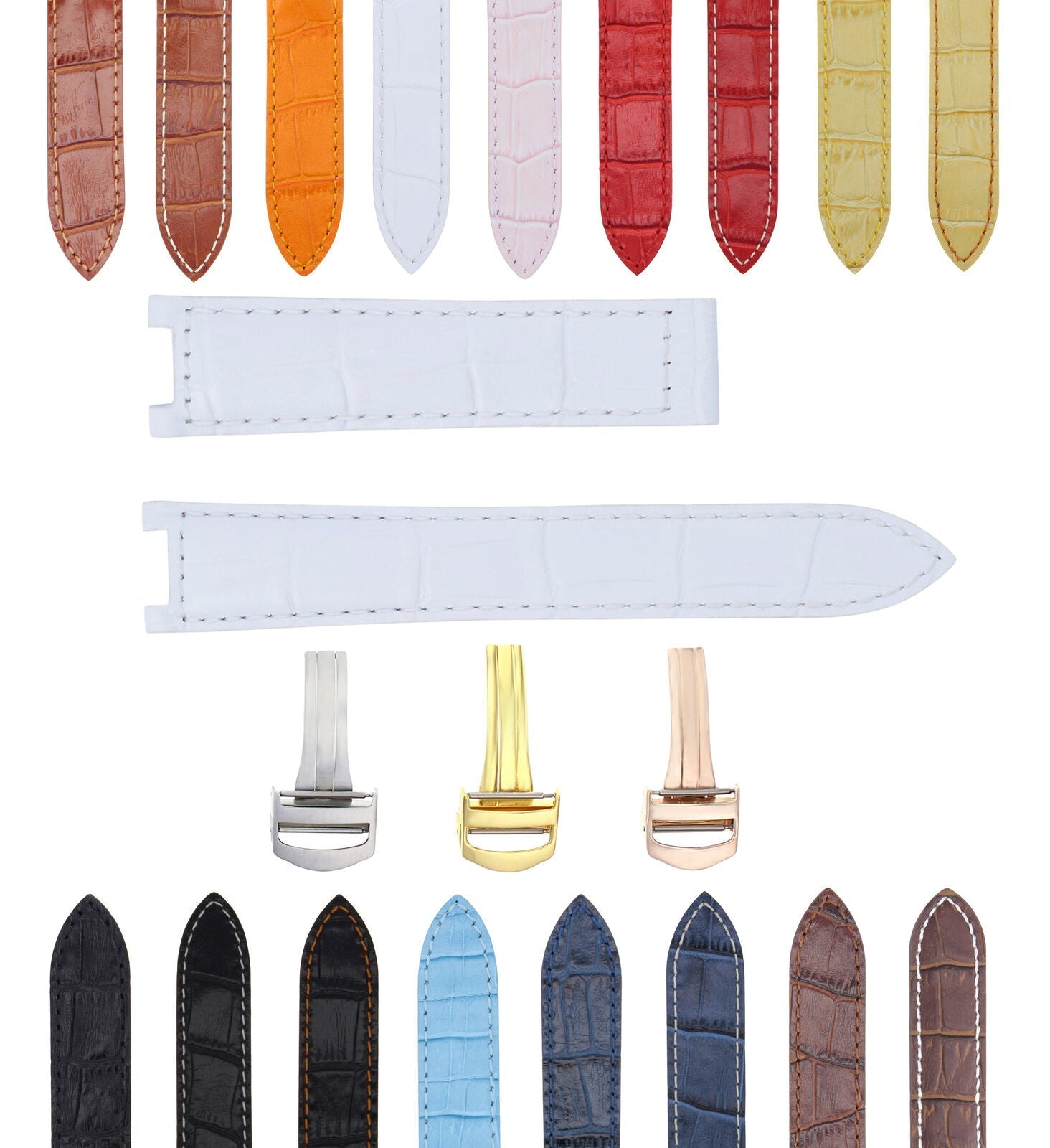 18-20-21MM LEATHER WATCH BAND STRAP FITS CARTIER PASHA 35-38-42MM CHRONOGRAPH - Gold