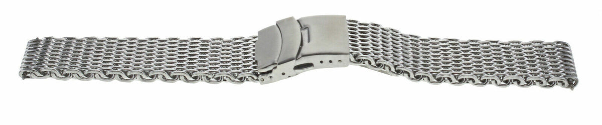 18MM 20MM 22MM 24MM GENUINE HEAVY SHARK MESH BRACELET FOR UNIVERSAL WATCH BAND, Silver, view 2