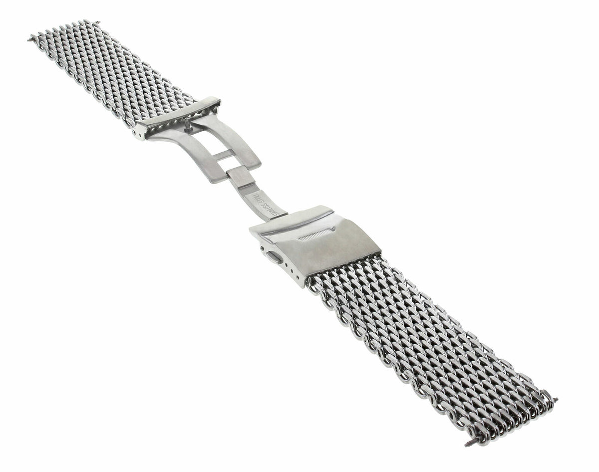 18MM 20MM 22MM 24MM GENUINE HEAVY SHARK MESH BRACELET FOR UNIVERSAL WATCH BAND, Silver, view 3