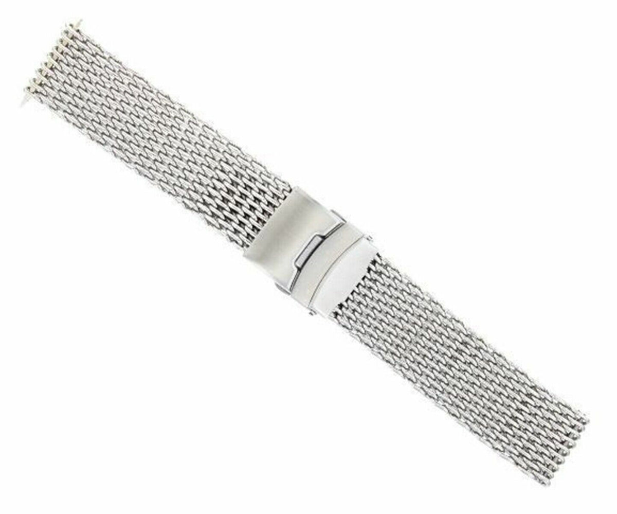 18MM 20MM 22MM 24MM GENUINE HEAVY SHARK MESH BRACELET FOR UNIVERSAL WATCH BAND, Silver, view 7