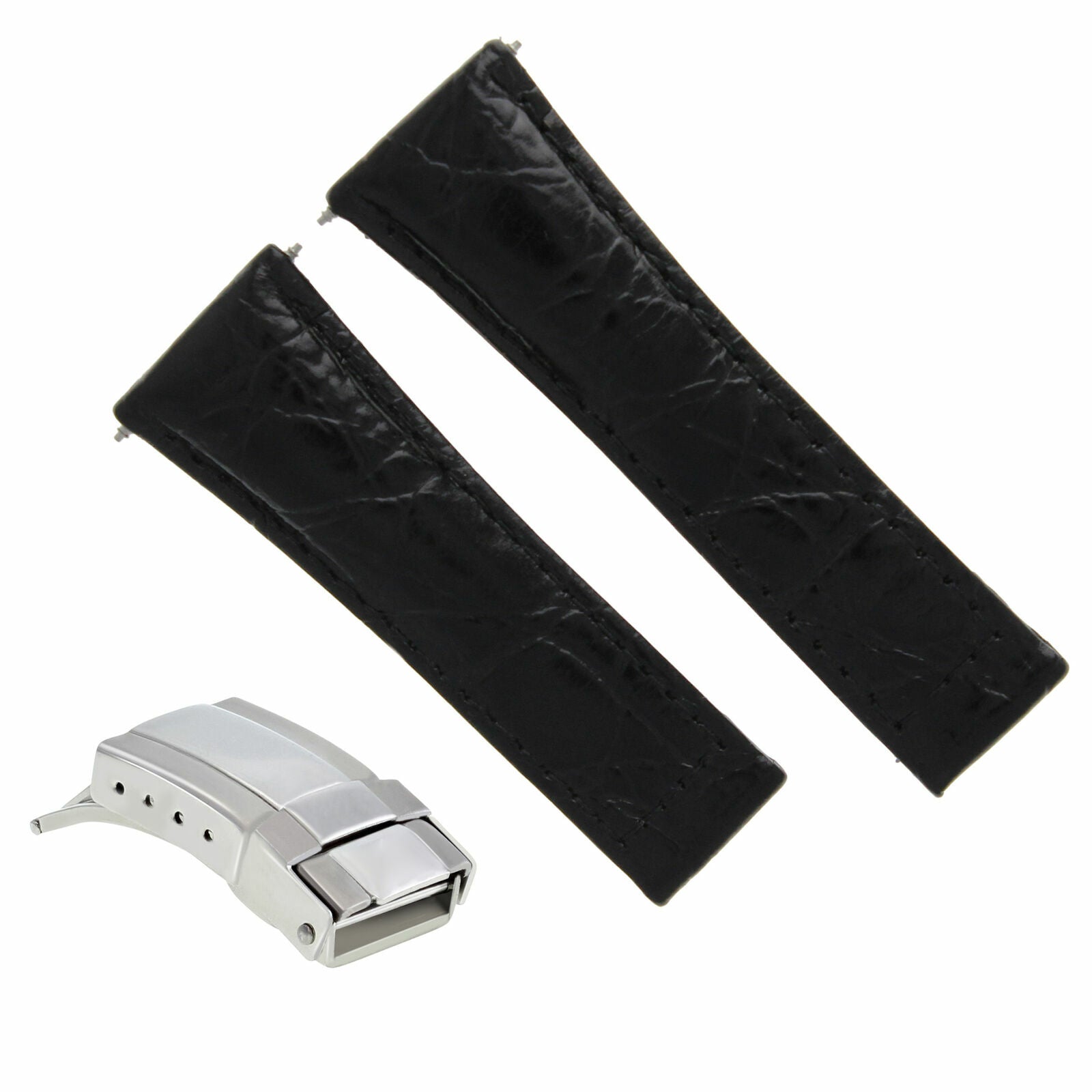 GENUINE LEATHER WATCH STRAP FOR ROLEX DAYTONA REGULAR BLACK TAN GREEN + CLASP