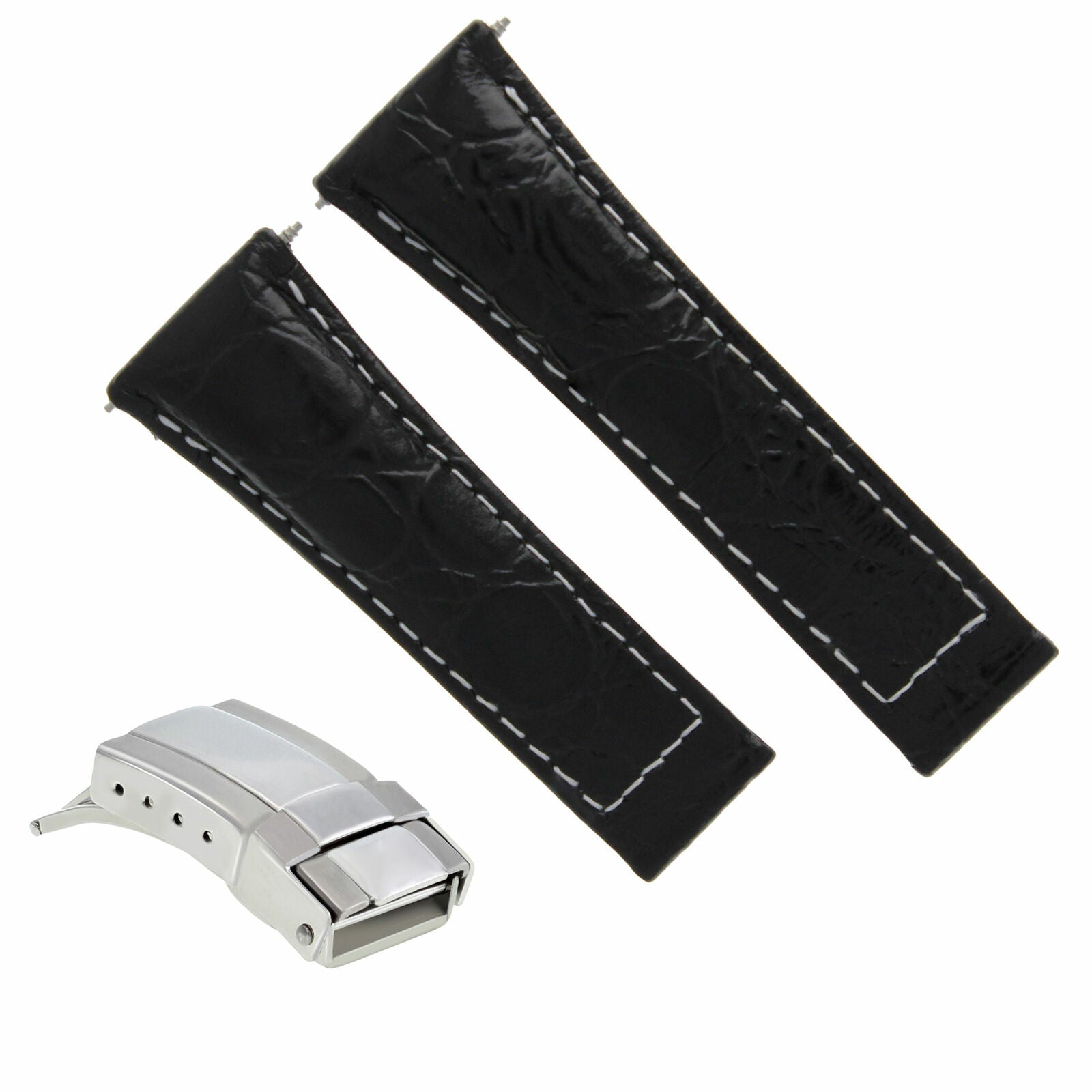 GENUINE LEATHER WATCH STRAP FOR ROLEX DAYTONA REGULAR BLACK TAN GREEN + CLASP