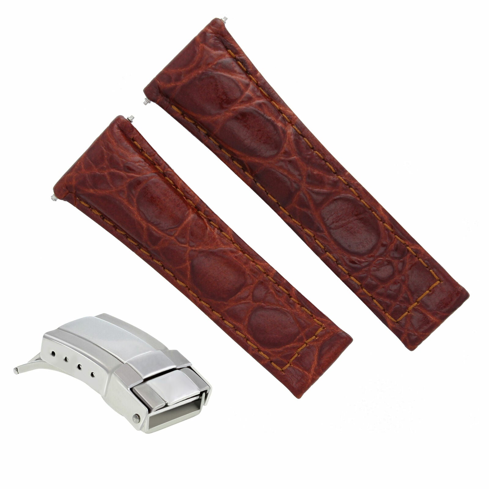 GENUINE LEATHER WATCH STRAP FOR ROLEX DAYTONA SHORT BLACK,TAN,GREEN STEEL