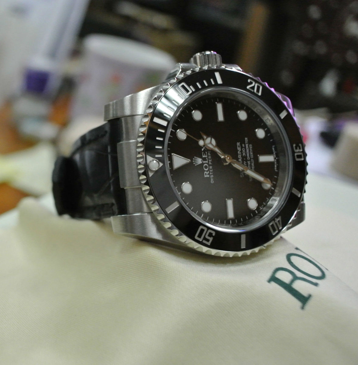 CUSTOM BAND STRAP END LINK FOR ROLEX SUBMARINER DAYTONA GMT EXPLORER II 214270, Silver - Brushed, underside view