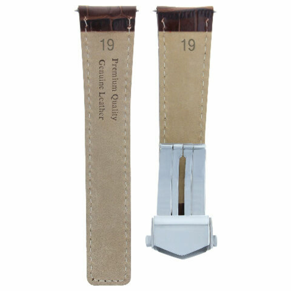 19MM LEATHER WATCH BAND STRAP DEPLOYMENT CLASP FOR TAG HEUER CARERRA 3TC