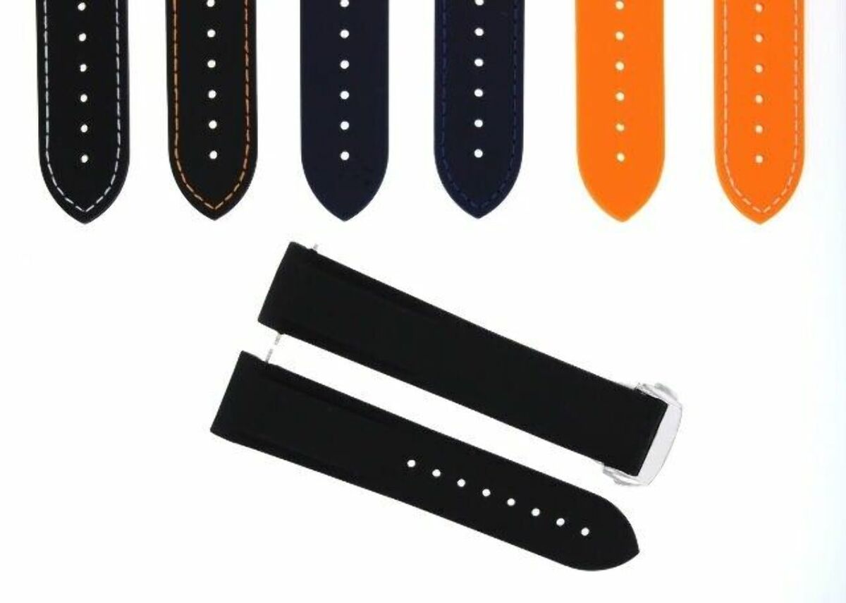 20-22MM RUBBER DIVER STRAP BAND FOR OMEGA SEAMASTER PLANET OCEAN CLASP CURVED END