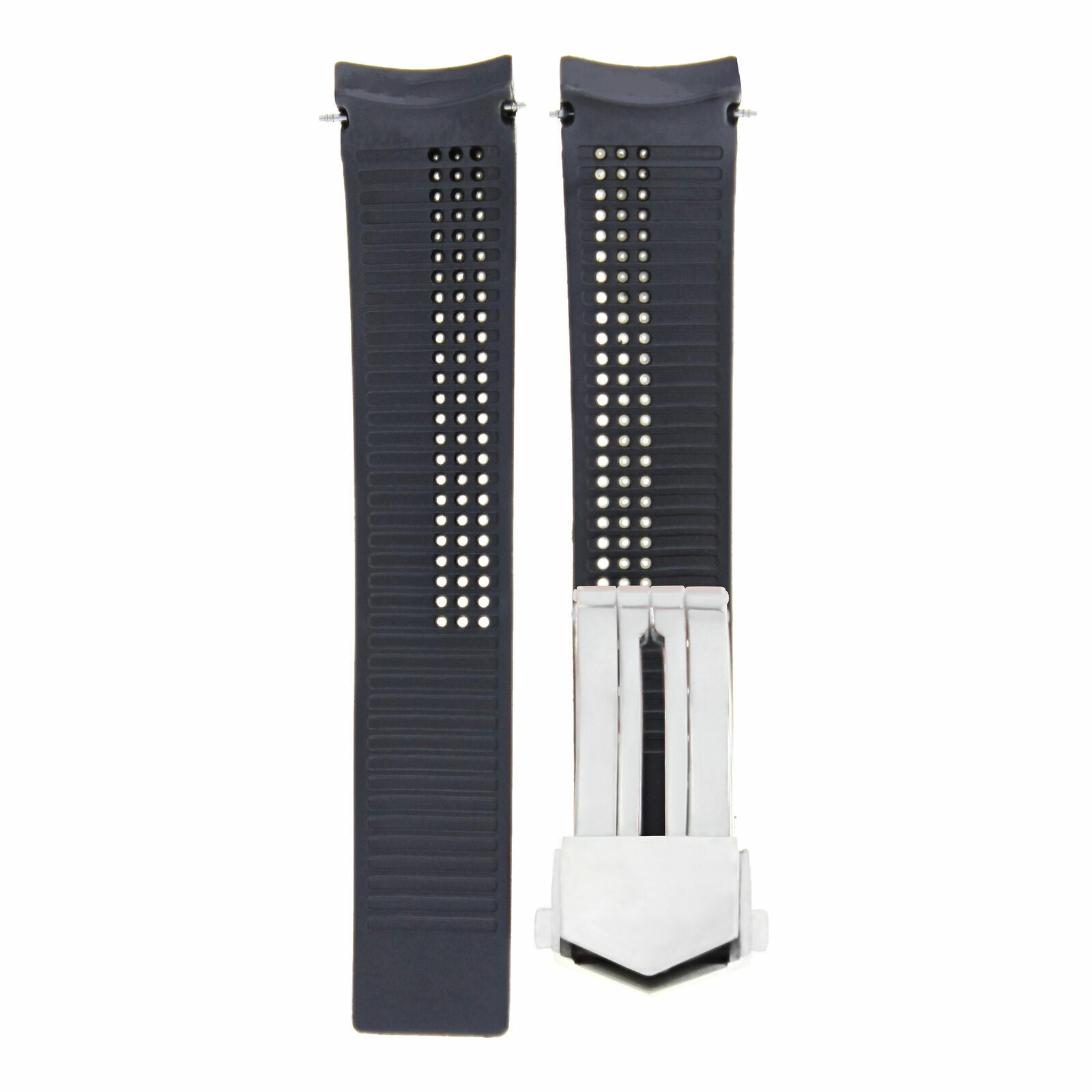 22MM RUBBER STRAP BAND FOR TAG HEUER CARRERA CALIBRE 17 WATCH + CLASP BLACK
