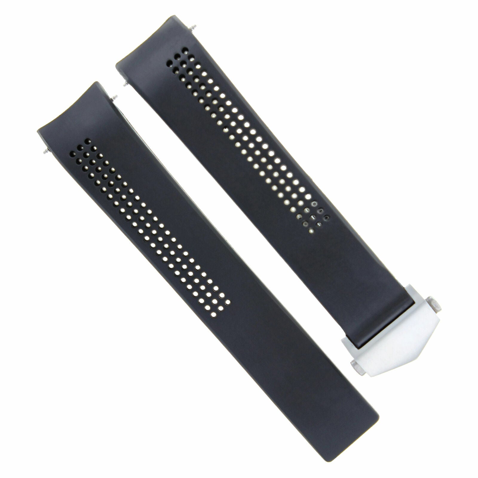 22MM RUBBER STRAP BAND FOR TAG HEUER CARRERA CALIBRE 17 WATCH + CLASP BLACK