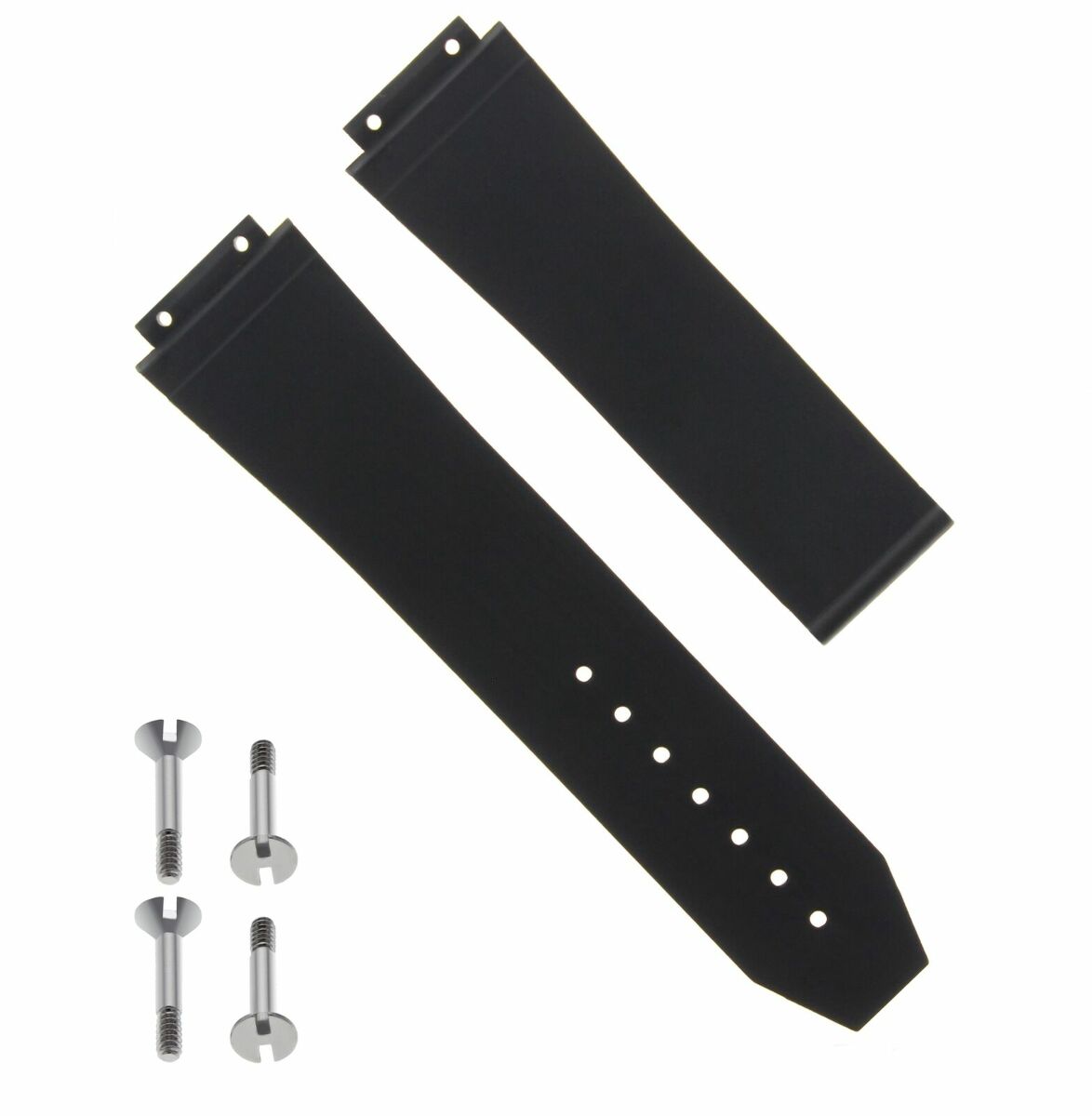 25MM RUBBER WATCH STRAP BAND CLASP FOR HUBLOT H BIG BANG WATCH BLACK + 4 SCREW