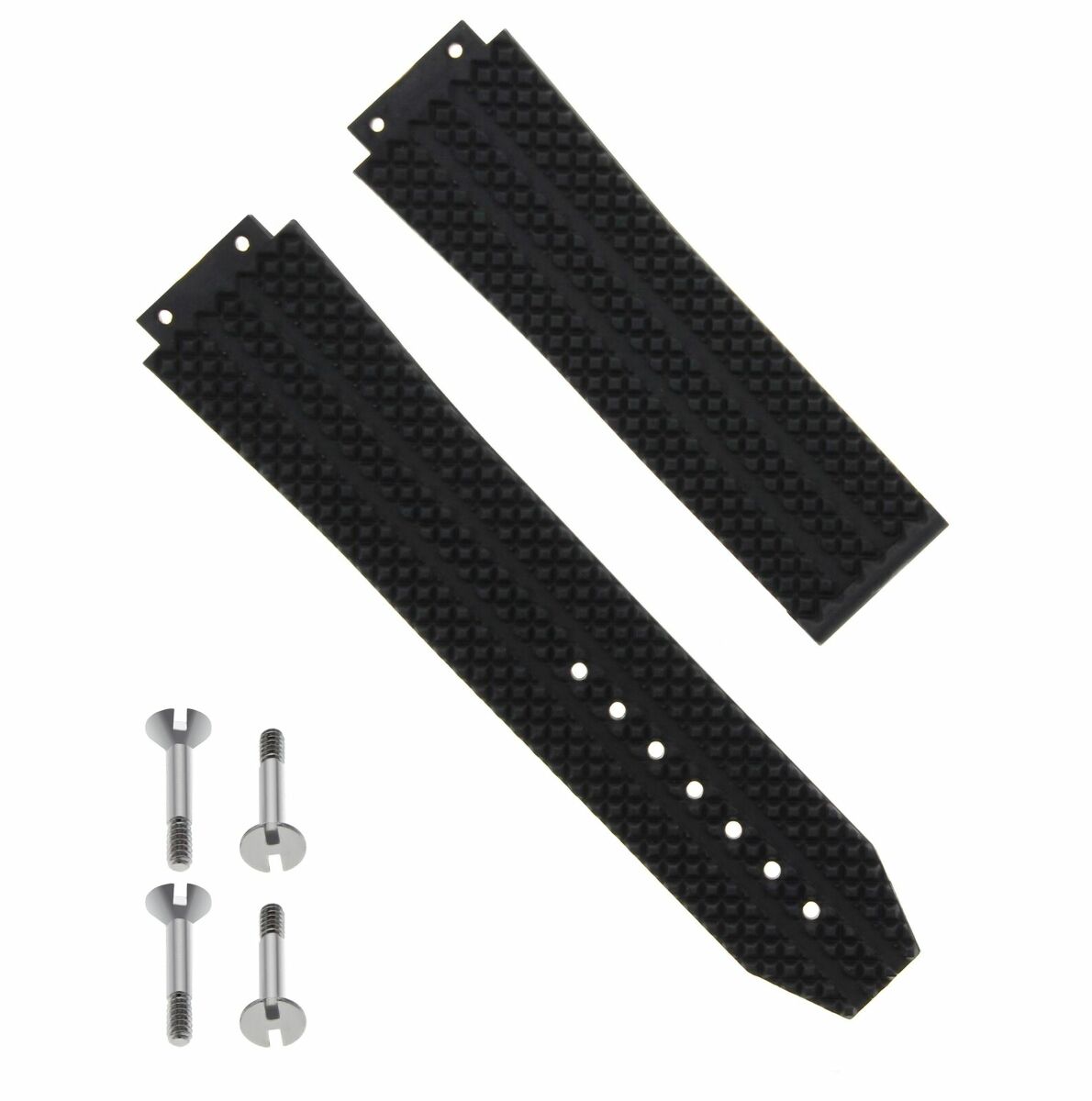 25MM RUBBER WATCH STRAP BAND CLASP FOR HUBLOT H BIG BANG WATCH BLACK + 4 SCREW