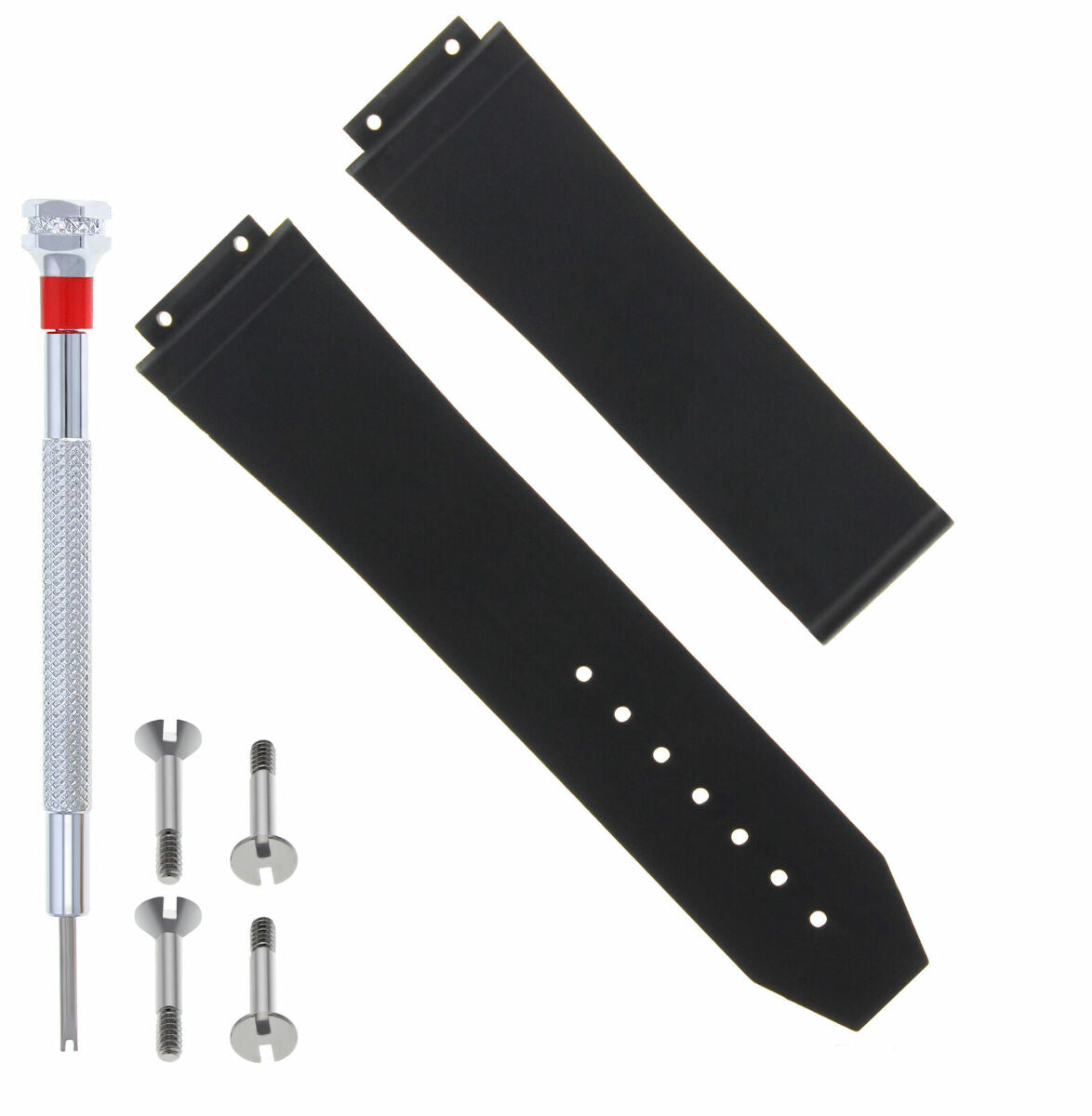 25MM RUBBER STRAP BAND FOR HUBLOT H BIG BANG WATCH BLACK + 4 SCREW + SCREWDRIVER