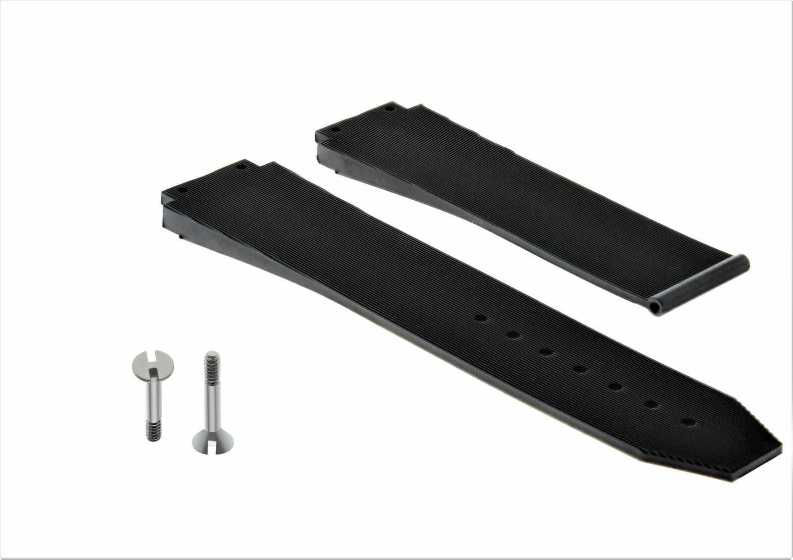 25MM RUBBER WATCH STRAP BAND CLASP FOR HUBLOT H BIG BANG WATCH BLACK + 2 SCREW