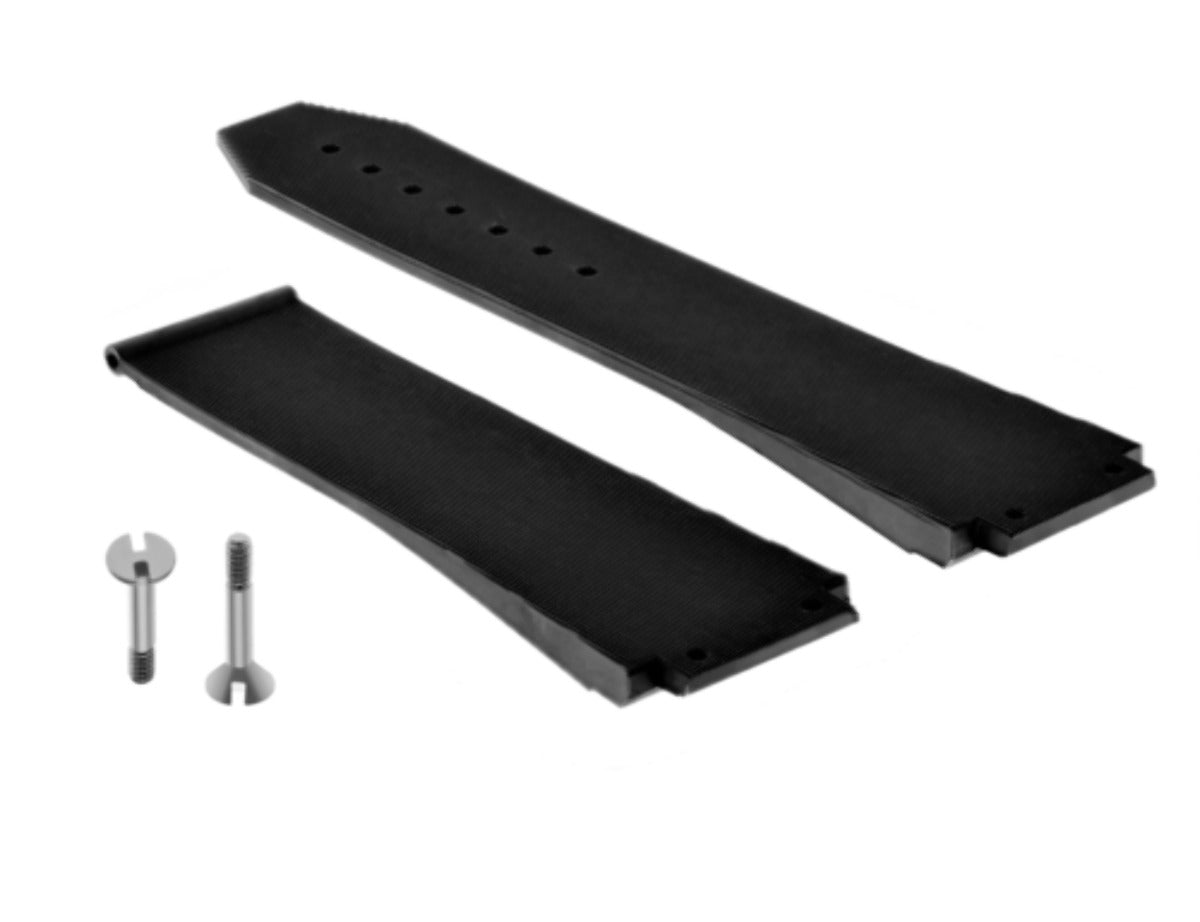 25MM RUBBER WATCH STRAP BAND CLASP FOR HUBLOT H BIG BANG WATCH BLACK + 2 SCREW