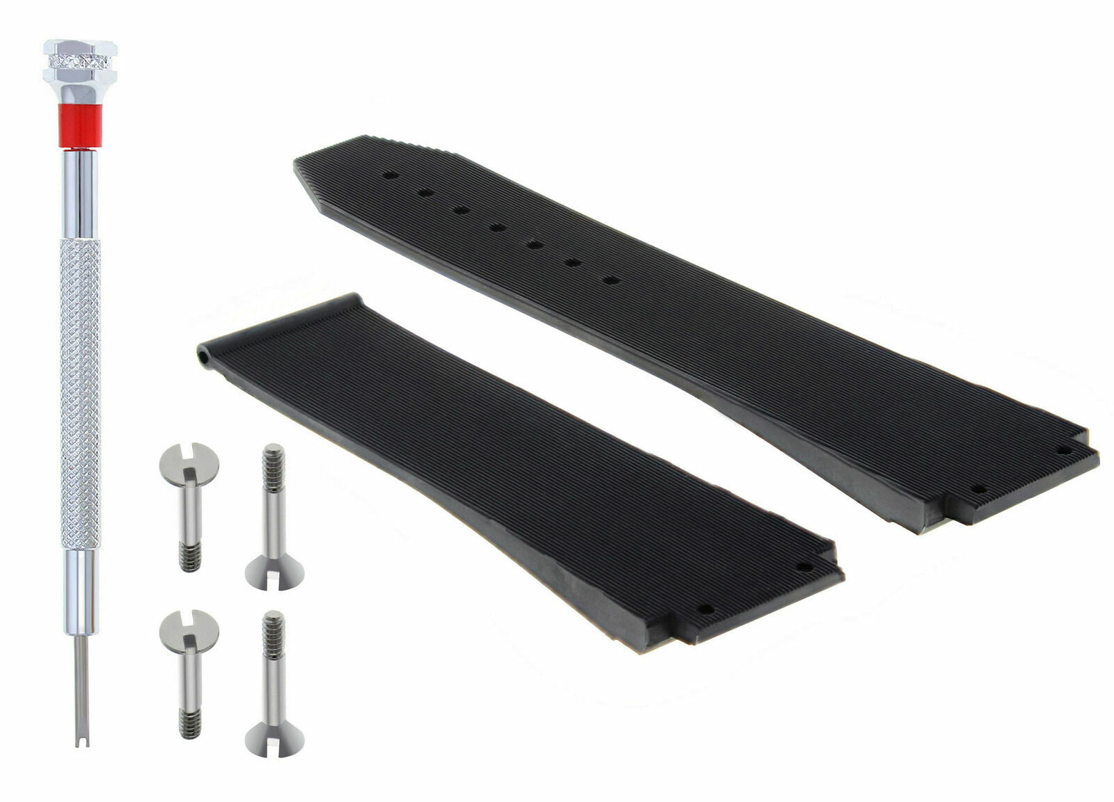 25MM RUBBER STRAP BAND FOR HUBLOT H BIG BANG WATCH BLACK + 4 SCREW + SCREWDRIVER