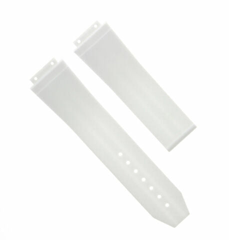 25MM SILICONE RUBBER WATCH BAND DEPLOYMENT CLASP TIRE STRAP FOR HUBLOT WHITE