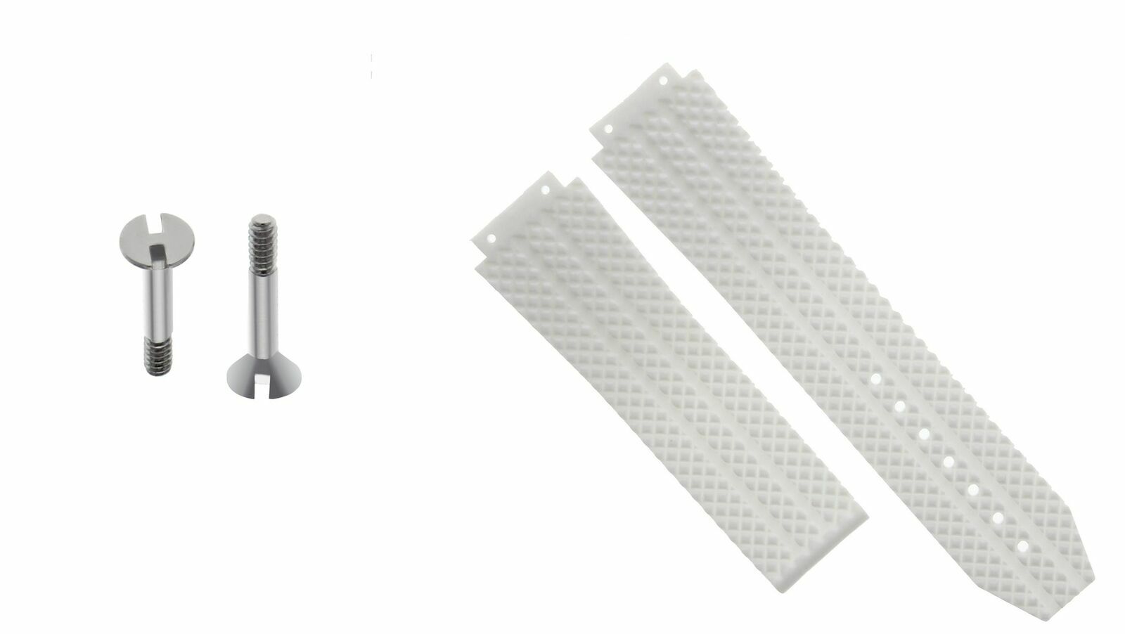 25MM RUBBER WATCH BAND STRAP FOR HUBLOT H BIG BANG DEPLOYMENT + 2 SCREW WHITE