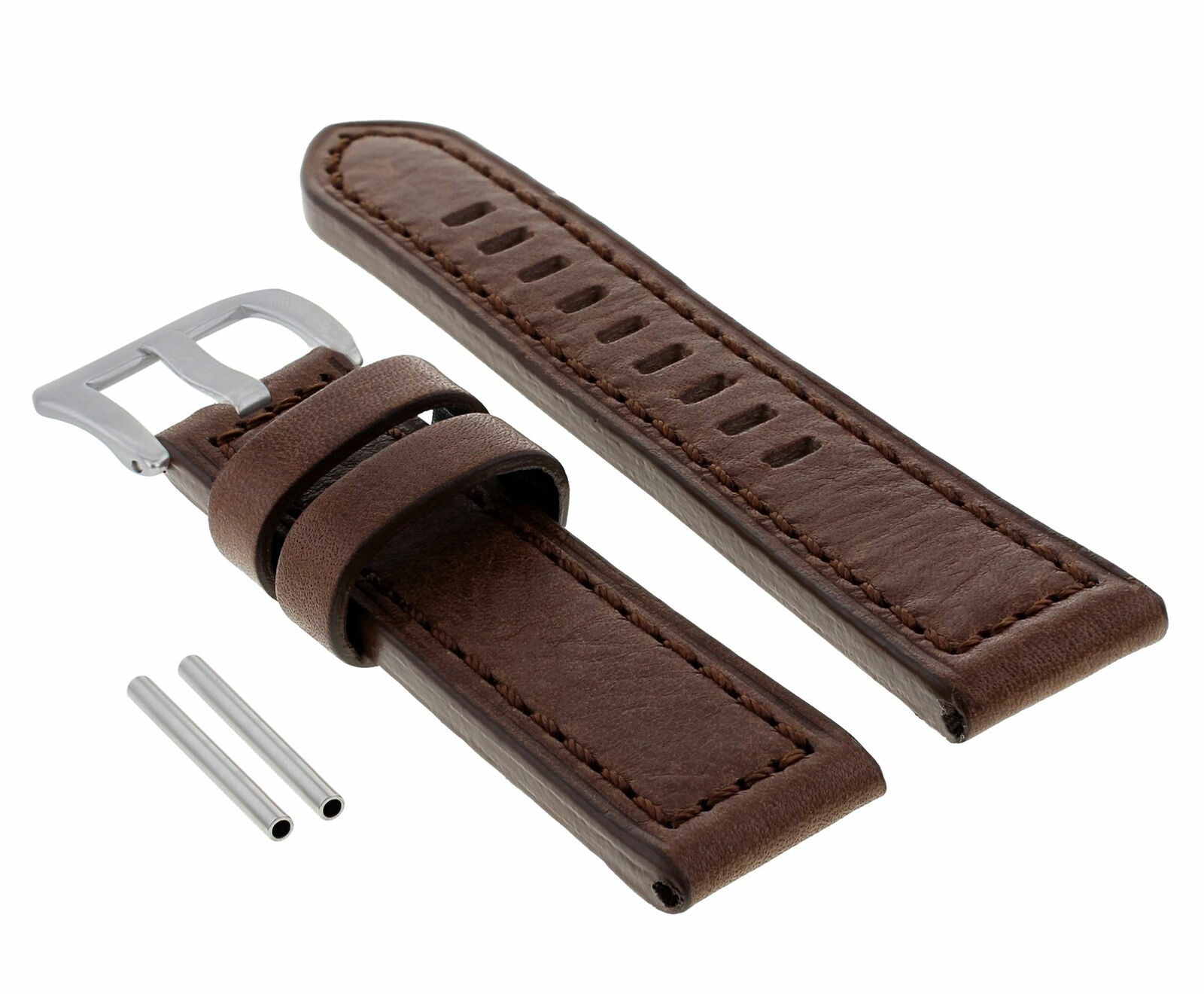 22MM PREMIUM LEATHER WATCH BAND STRAP FOR PANERAI LUMINOR MARINA D/BROWN LONG