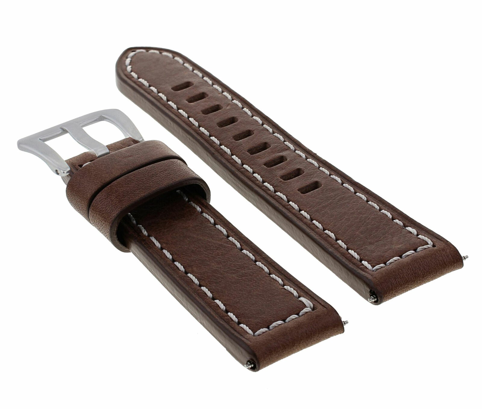24MM PREMIUM LEATHER WATCH BAND STRAP FOR PAM 44MM PANERAI GMT D/BROWN WS LONG