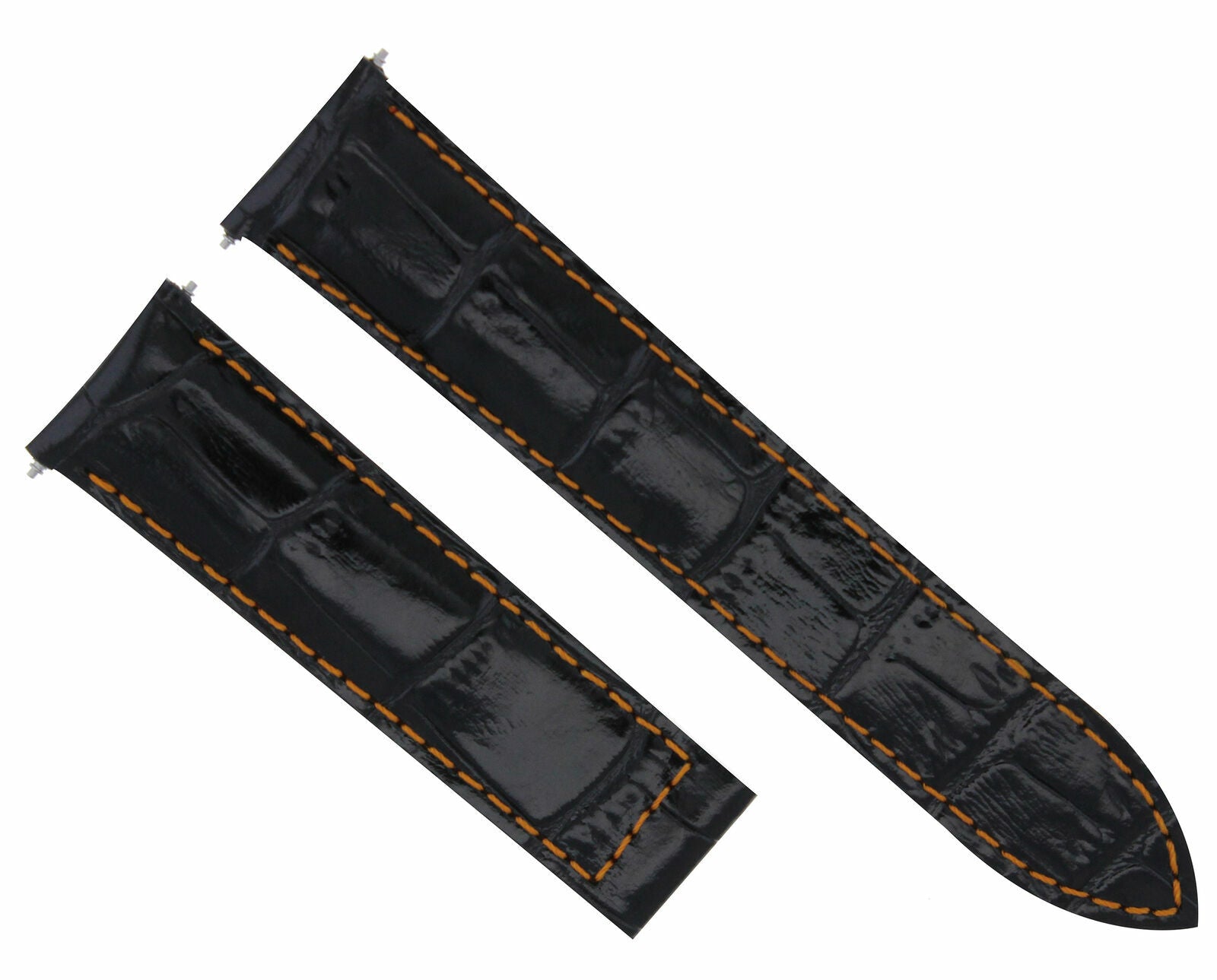 20MM LEATHER WATCH BAND STRAP FOR 40MM MAURICE LACROIX PONTOS BLACK ORANGE STIT
