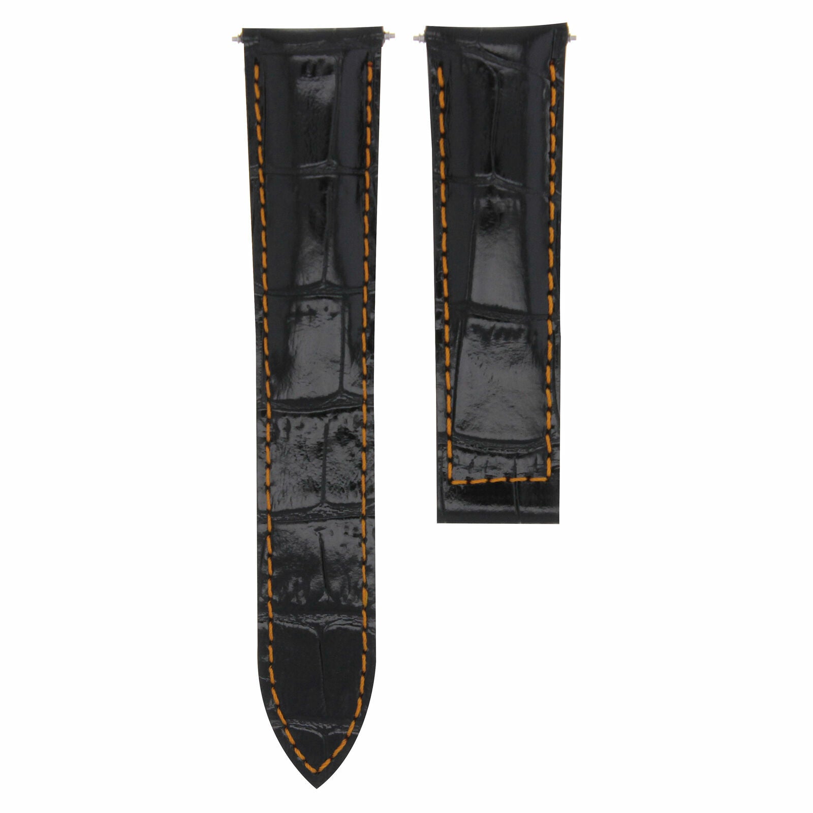 20MM LEATHER WATCH BAND STRAP FOR 40MM MAURICE LACROIX PONTOS BLACK ORANGE STIT