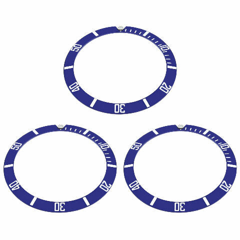 3 BEZEL INSERT ALUMINUM FOR ROLEX SUBMARINER BLUE 16800 16803 16808 16818 SILVER