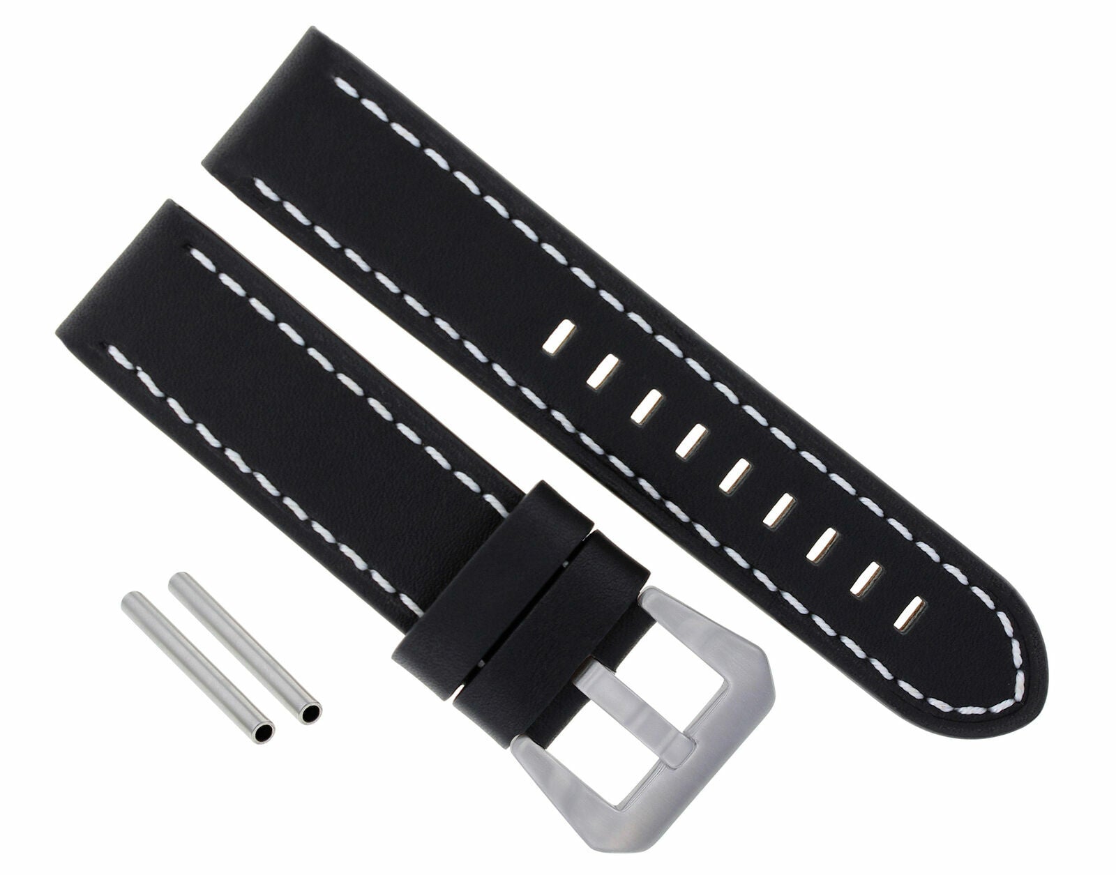 22MM LEATHER WATCH BAND STRAP SMOOTH FOR PANERAI MARINA LUMINOR BLACK WS LONG
