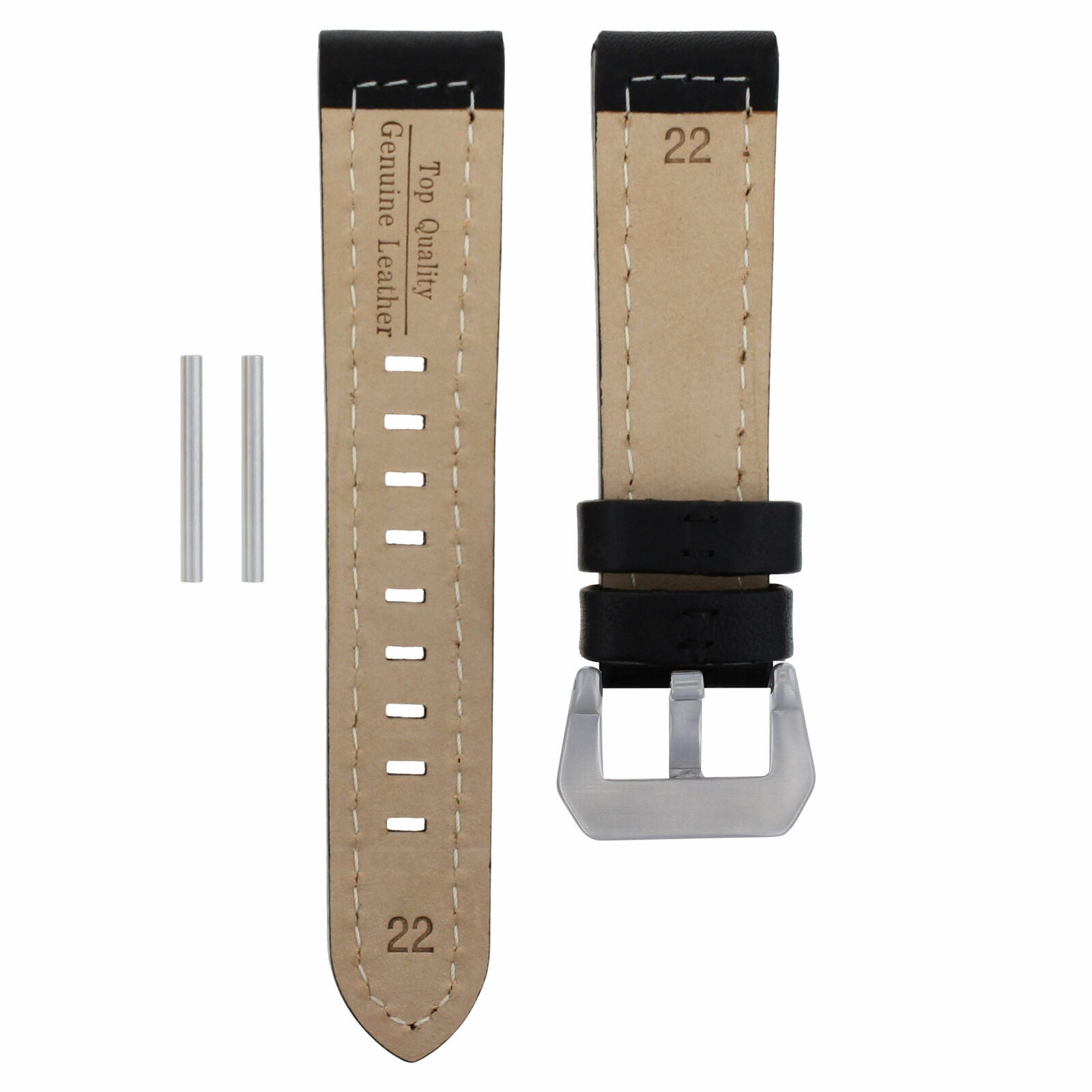 22MM PREMIUM LEATHER WATCH BAND LONG STRAP FOR PAM PANERAI MARINA GMT BLACK RED