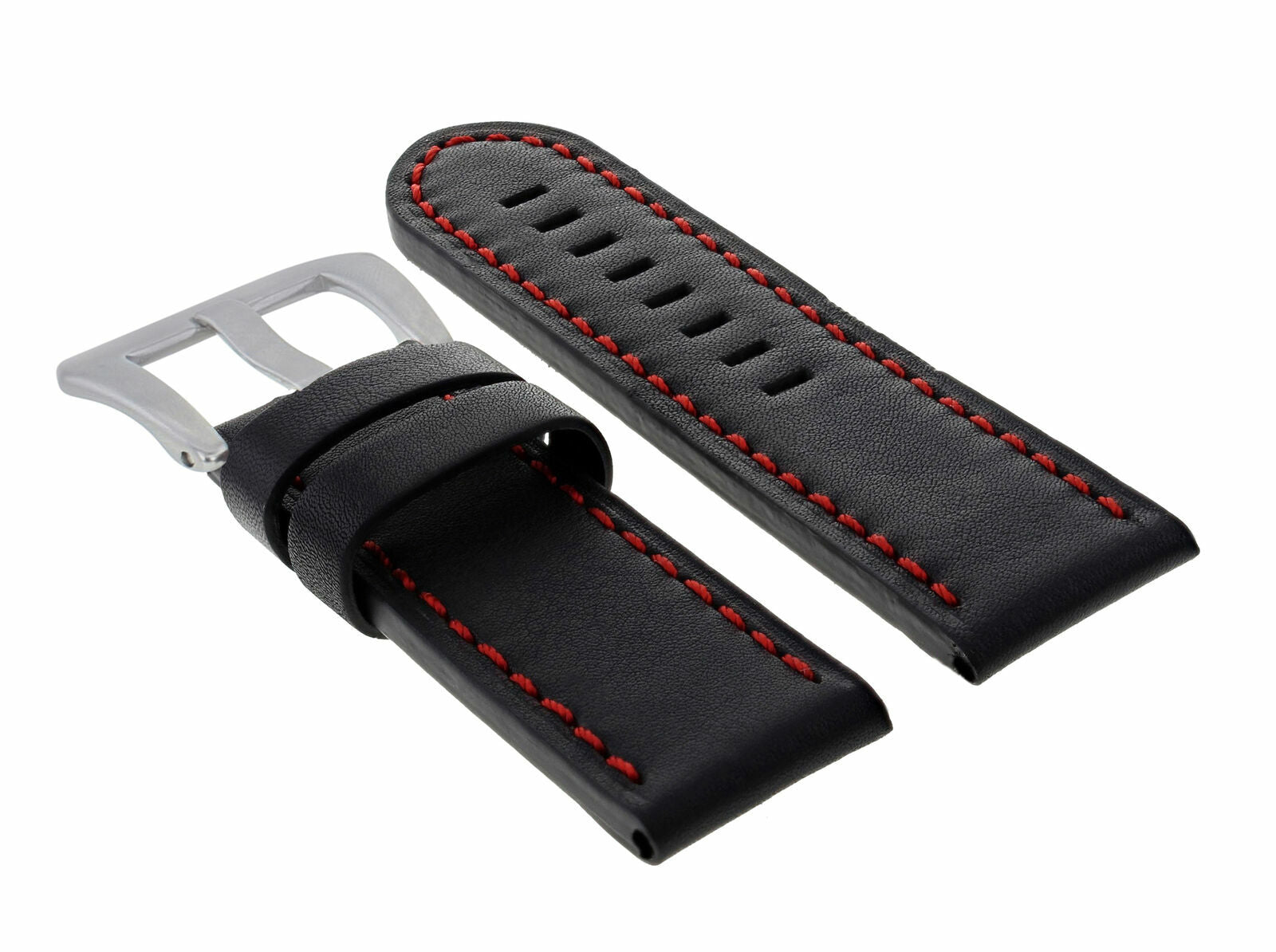 22MM LEATHER WATCH BAND STRAP FOR PANERAI 111 119 159 241 049 120 GMT BLACK RED