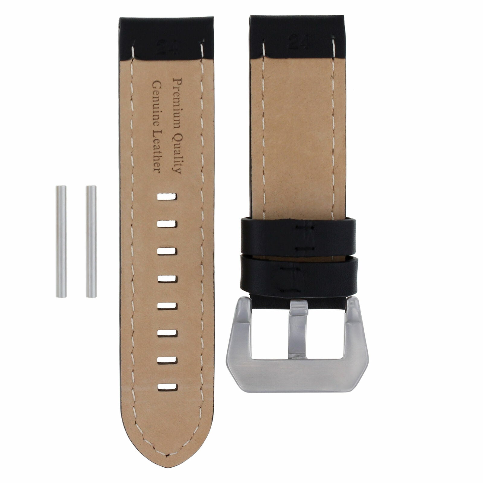 20MM PAM LEATHER WATCH BAND STRAP FOR 40MM PANERAI LUMINOR BLACK RED STICHING