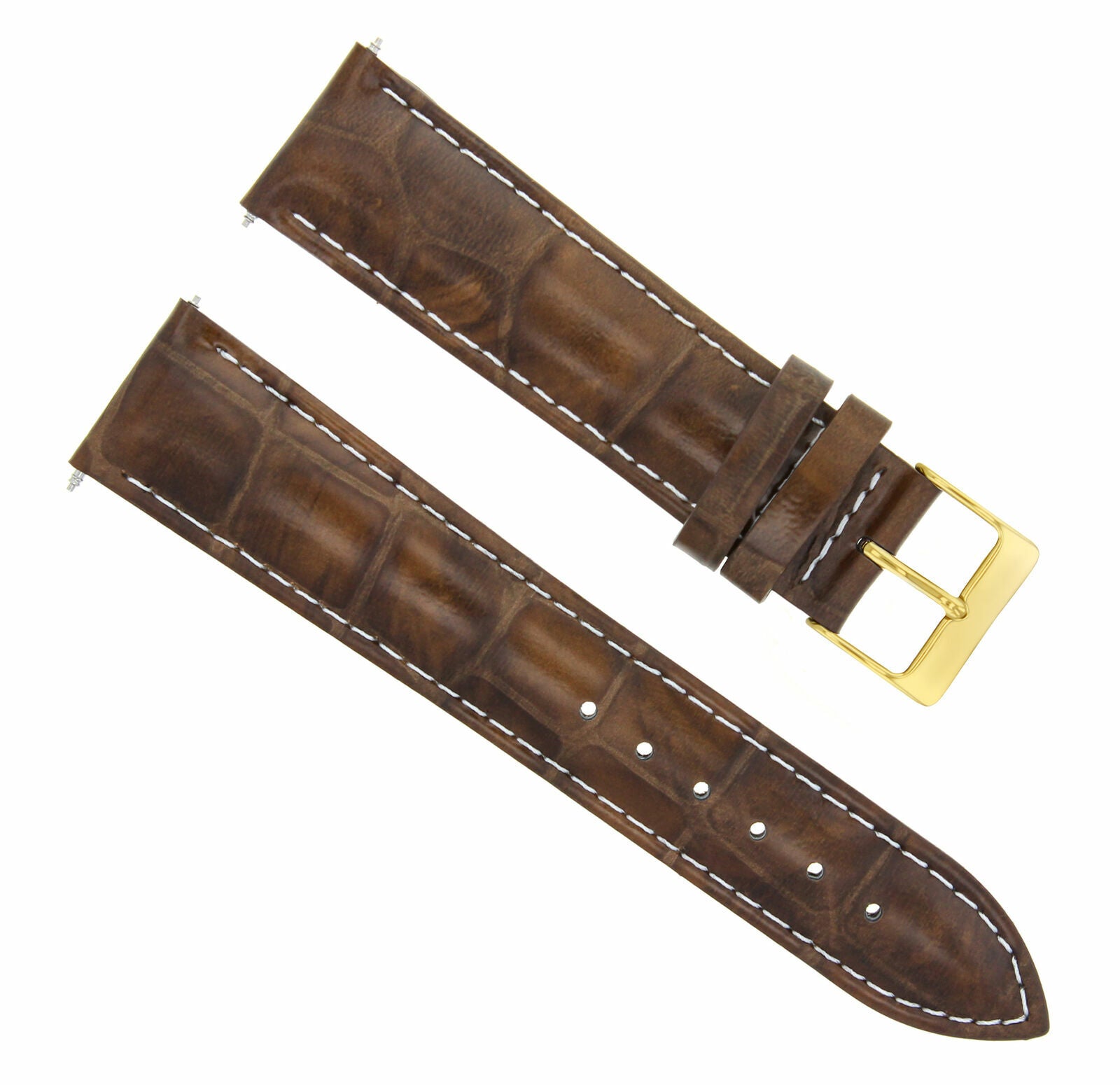 19MM LEATHER WATCH STRAP BAND FOR TISSOT PRC200 PRS515 1853 L/BROWN WS GOLD