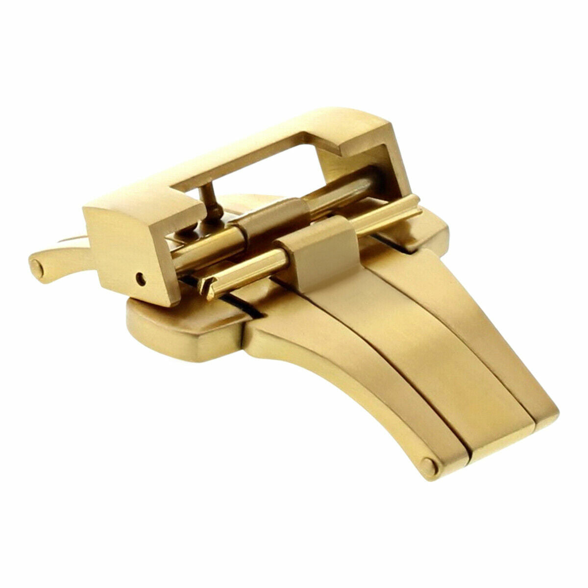 22MM DEPLOYMENT LEATHER BAND STRAP CLASP 24MM BUCKLE FIT PANERAI GMT 44MM GOLD