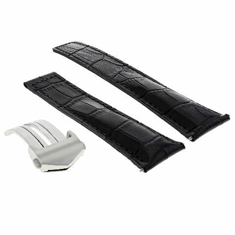 19MM LEATHER STRAP BAND FOR TAG HEUER 1500 WD1210 WD1211 WD1213 + CLASP BLACK