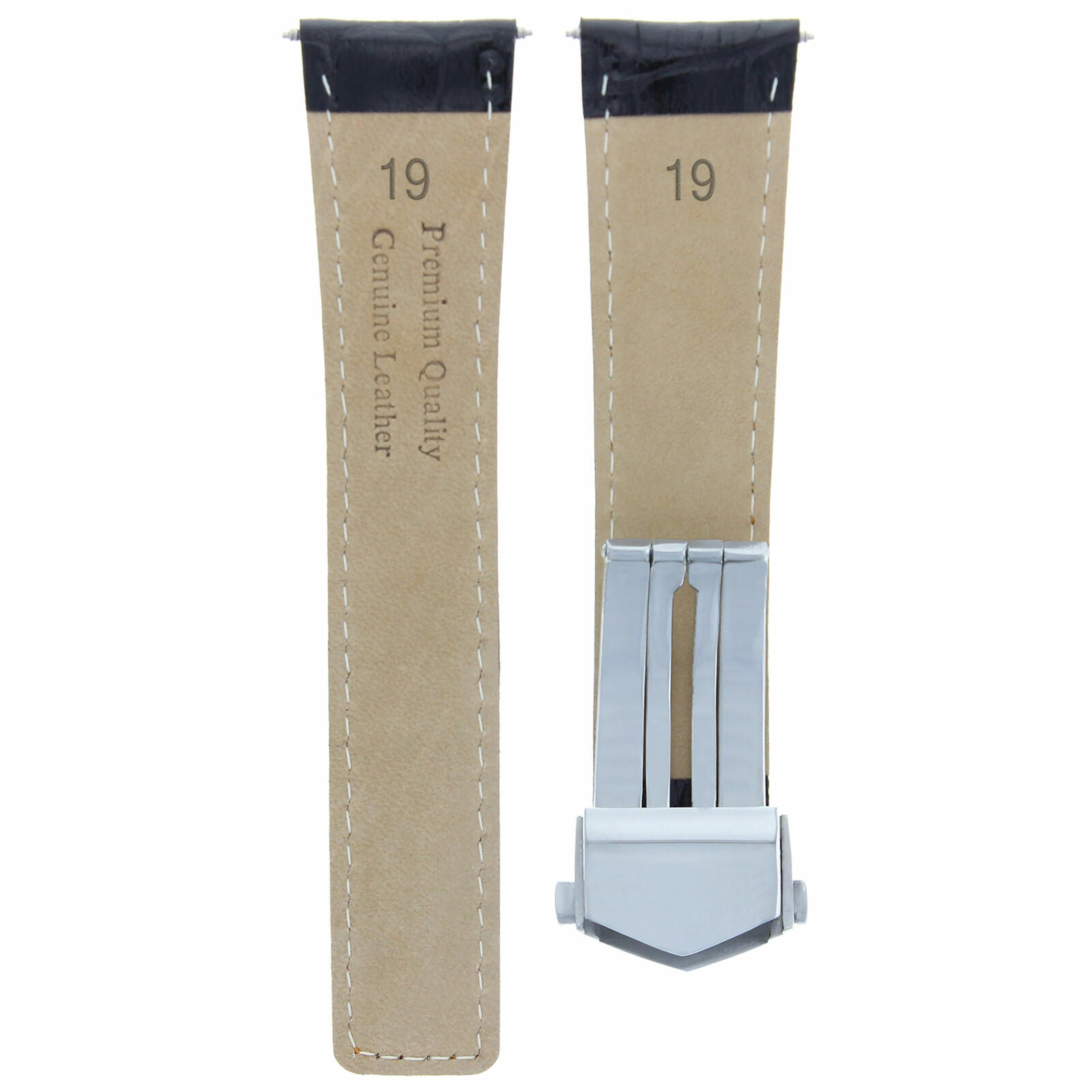 19MM LEATHER STRAP BAND FOR TAG HEUER 1500 WD1210 WD1211 WD1213 + CLASP BLACK