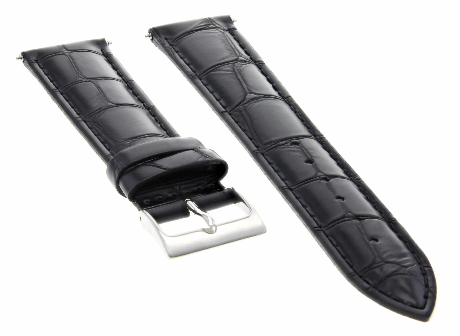 24MM LEATHER WATCH BAND STRAP FOR BREITLING CHRONOMAT, BENTLEY, AVENGER BLACK