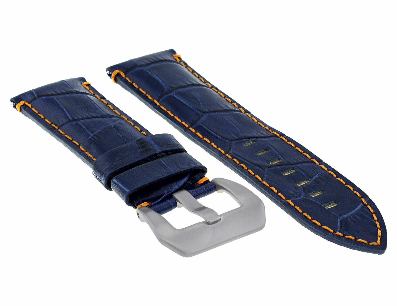 22MM LEATHER WATCH BAND STRAP FOR MONTBLANC 4810 TIMEWALKER 114852 BLUE ORANGE