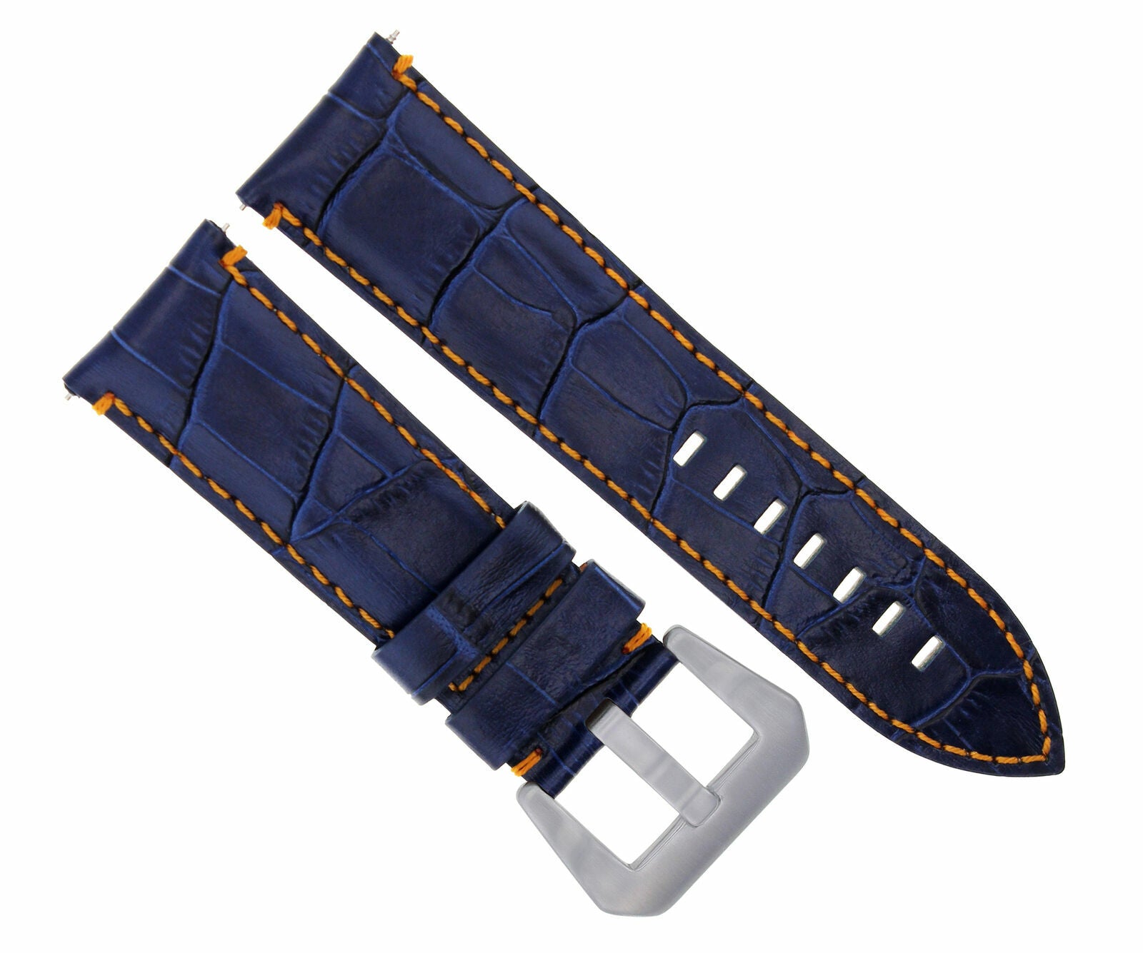 22MM LEATHER WATCH BAND STRAP FOR MONTBLANC 4810 TIMEWALKER 114852 BLUE ORANGE