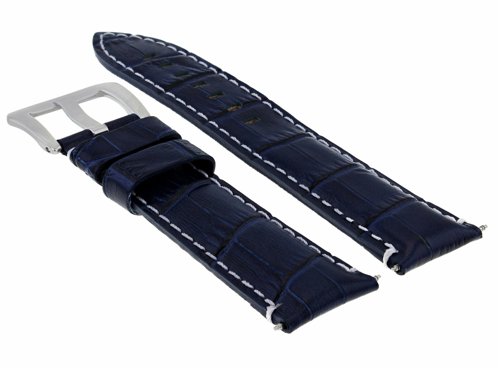 22MM GENUINE LEATHER BAND STRAP FOR 42MM MONTBLANC TIMEWALKER BLUE WHITE STITCH
