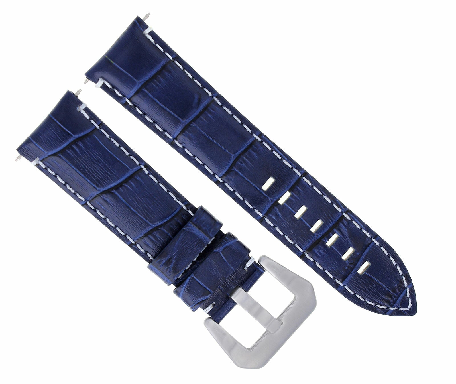 22MM GENUINE LEATHER BAND STRAP FOR 42MM MONTBLANC TIMEWALKER BLUE WHITE STITCH