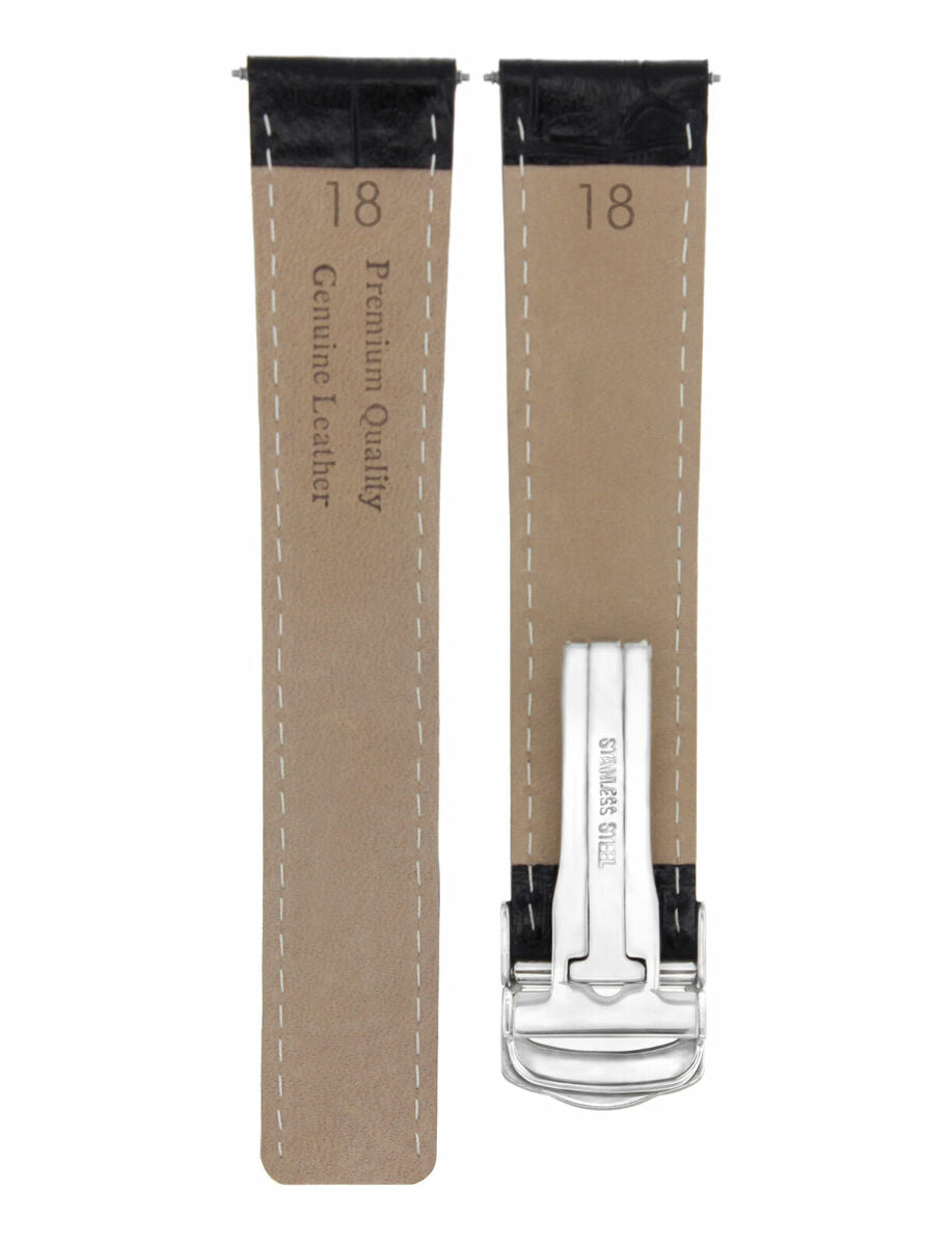 LEATHER WATCH STRAP BAND FOR 36MM BREITLING PILOT WATCH 18/16MM CLASP BLACK WHIT