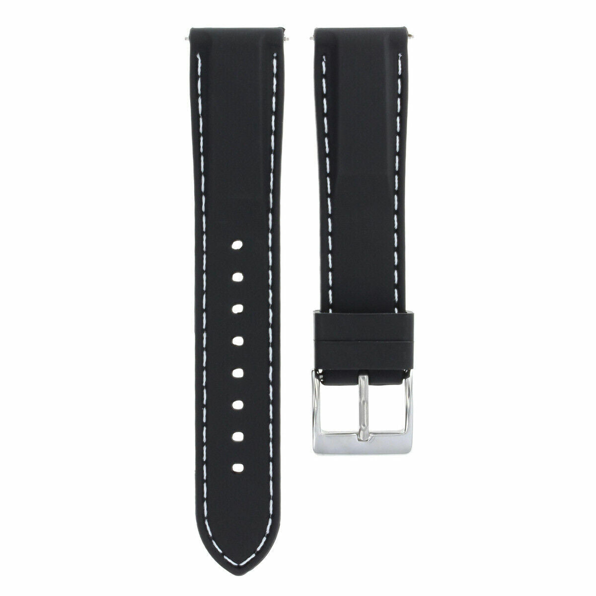 20MM RUBBER SILICONE WATCH BAND STRAP FOR 43MM TISSOT V8 SPORT BLACK WHITE STIT